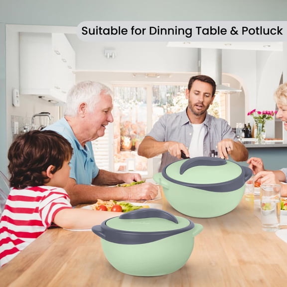 Insulated Casserole Dish with Lid 3 pc. Set 2.6/1.5/1 qt. Hot Pot Food Warmer/Cooler Thermal Soup/Salad Serving Bowl- Stainless Steel Hot Food ContainerBest Gift Set for Moms Holidays