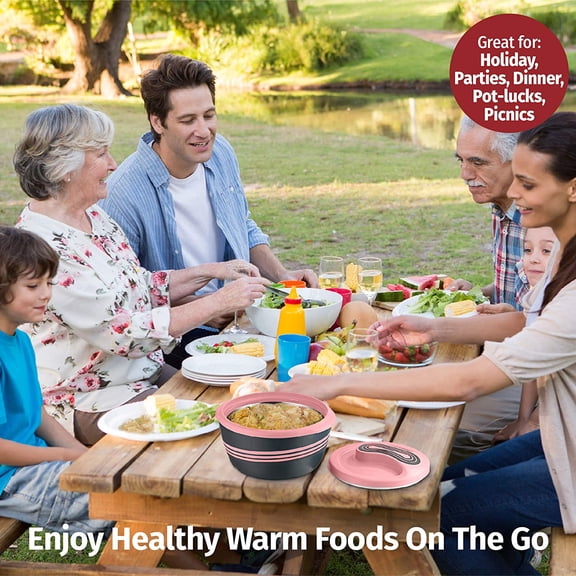 Insulated Casserole Dish with Lid 3 pc. Set 2.6/2/1 qt. Hot Pot Food Warmer/Cooler –Thermal Soup/Salad Serving Bowl- Stainless Steel Hot Food Container–Best Gift Set for Moms –Holidays Pink