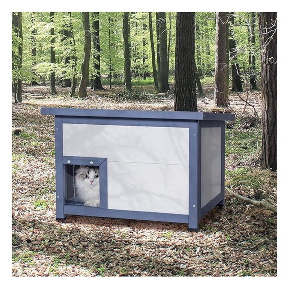 Insulated Cat House Outdoor, Outdoor Cat House Weatherproof with All-Round Foam Panels, Weatherproof & Waterproof, Roof, Escape Door and PVC Door Curtains