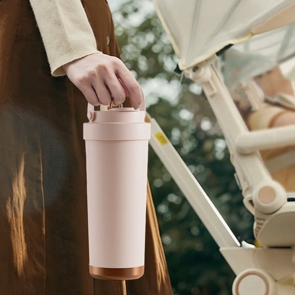 Insulated Ceramic Travel Mug - Double Drinking Straw Lid, Taste-preserving Liner, Leak-proof Portable Cup for Commute & Office, topliu