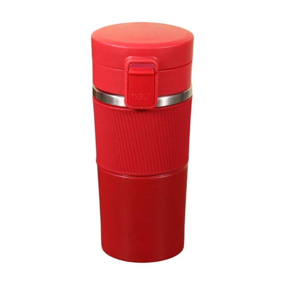Insulated Coffee Cup 400 ml Stainless Steel with One-Click Lid and Insulated Rubber Cover for Car or Home Use