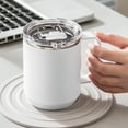 thumbnail image 1 of Insulated Coffee Mug 16oz | Double Wall Stainless Steel Travel Cup With Lid & Handle, Induction Heatable, White | Leakproof, Portable, Keeps Drinks Hot or Cold for Office, Camping, 1 of 9