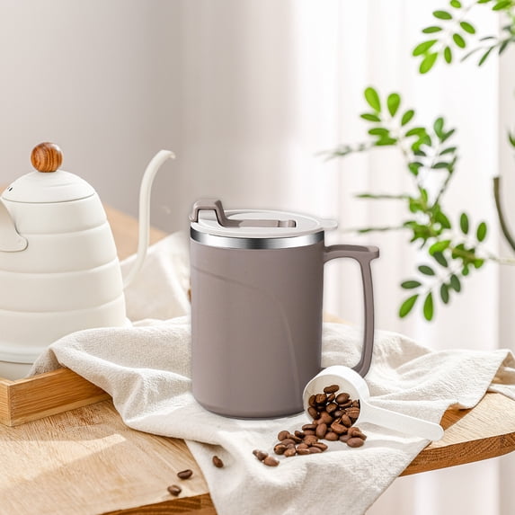 Insulated Coffee Mug with Handle, Double Wall Vacuum Stainless Steel Tea Cup with Lid, Reusable Travel Mug for Hot and Cold Beverages, Home Office and Outdoor Use