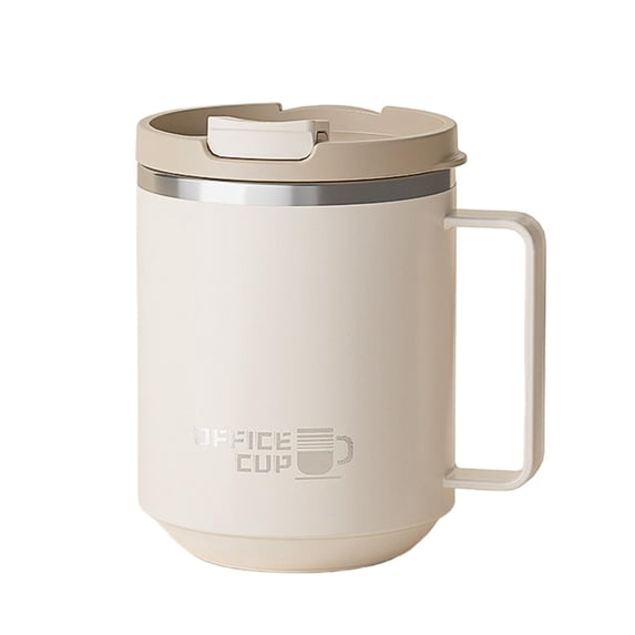 Insulated Coffee Mug with Lid, Travel Coffee Mug with Lid, Insulated Tumbler with Handle, Premium Thermal Travel Coffee Mug for Ice, Water, Tea for Home, Office - White