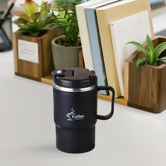 Insulated Coffee Mug with Lid, Stainless Steel Coffee Cup, Double Wall Vacuum Coffee Tumbler with Handle, Premium Thermal Travel Coffee Mug