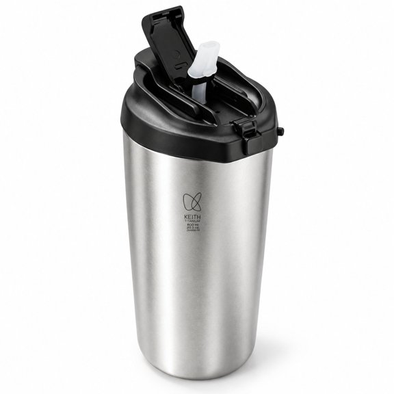 Insulated Coffee Tumbler with Straw, 20 oz Pure Titanium Double-Wall Vacuum Cup for Office, Car, and Travel