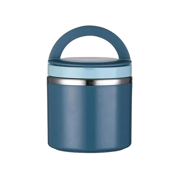 Insulated Container for Hot, Small Thermos, 21Oz Stainless Steel, Blue Color, Portable Carry Handle, 1 Pc, Work School Kids Outings