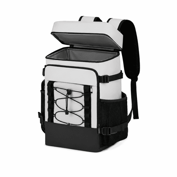 SUNNYDATING 32-Can Insulated Cooler Backpack with 2 Insulated Compartments, White