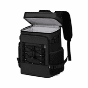 SUNNYDATING 32-Can Insulated Cooler Backpack with Dual Compartments, Black