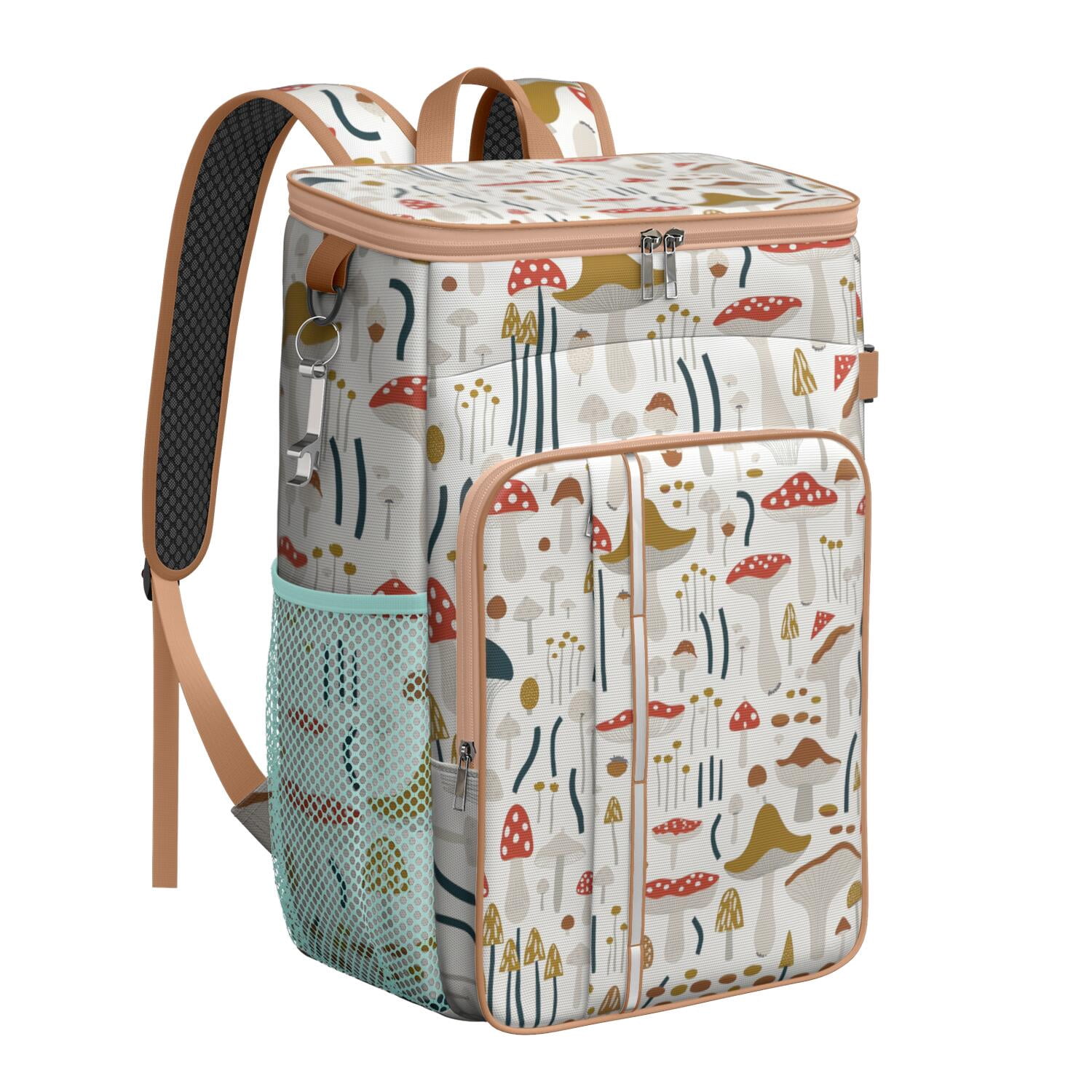 Insulated Cooler Backpack,Cooler Bag Insulated Leak Proof Travel Cooler Bag Waterproof Lunch Picnic Beach Work Trip Thermal Bag Drink Beverage Beer Bag Cooler Mushroom