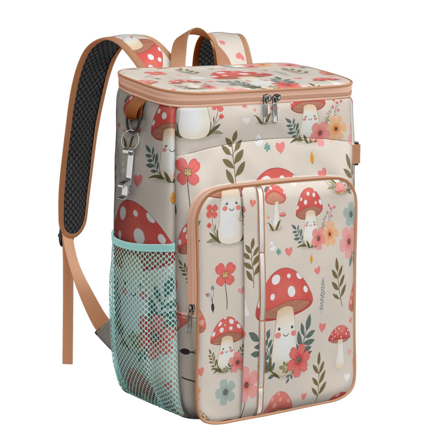 Insulated Cooler Backpack,Insulated Backpack Insulated Leak Proof Travel Cooler Bag Waterproof Lunch Picnic Beach Work Trip Thermal Bag Drink Beverage Beer Bag Cooler Mushroom