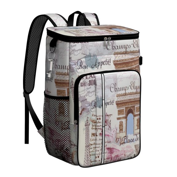 Insulated Cooler Backpack for Women, Girly Pink Vintage Design, Perfect for Vacation, Travel, and Day Trips with Leakproof Liner