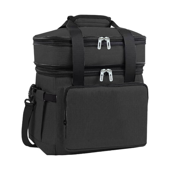 Insulated Cooler Bag 18L Large Capacity, Expandable Lunch Box with Leakproof Design, Double Deck Thermal Container for Picnics, Work, Travel, and Outdoor Activities, Durable Oxford Cloth Construction