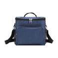 thumbnail image 1 of Insulated Cooler Bag, Collapsible Leakproof Soft Sided Cooler, Large Capacity Camping Cooling Pack for Hiking Outdoor Work Travel Beach Barbecue BBQ Offices (Navy, 10''x6.7''x9.5''), 1 of 6