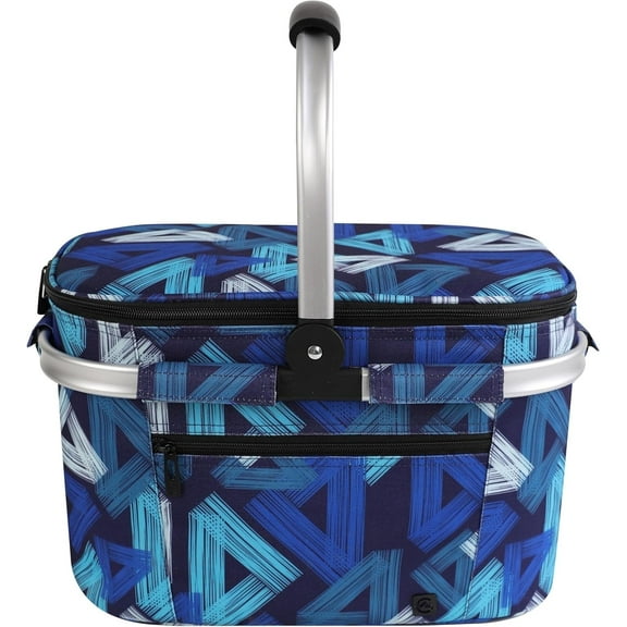 Insulated Cooler Bag Portable Collapsible Picnic Basket Cooler with Sewn in Frame (Medium Triangle Pattern)