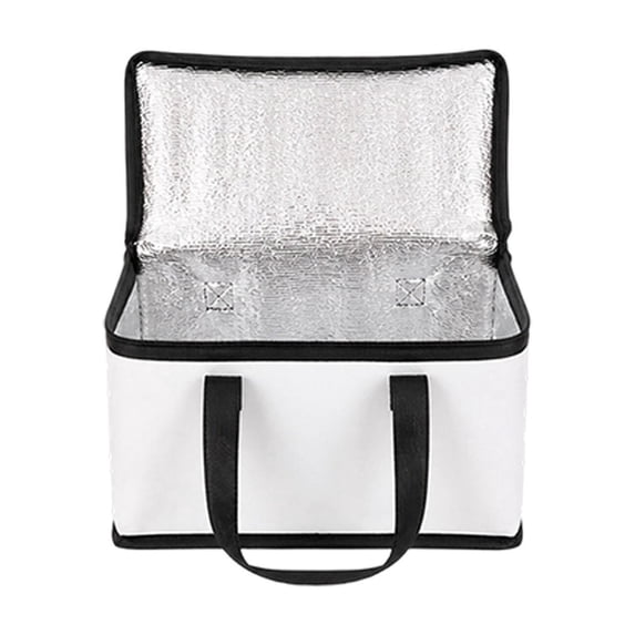 Insulated Cooler Bag - Portable Thermal Lunch Bag for Food Travel Picnic and Grocery White