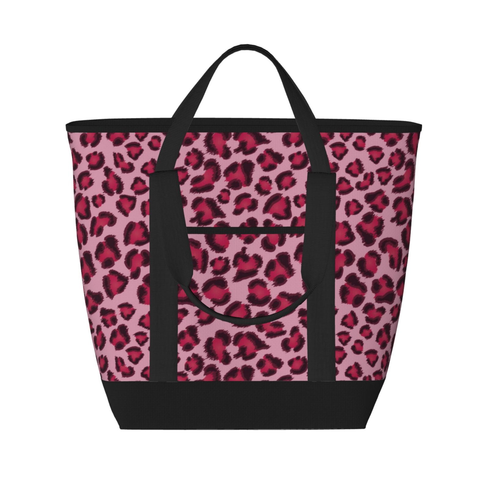 Insulated Cooler Bag - Rose leopard print Large Freezer Cooler Tote ...
