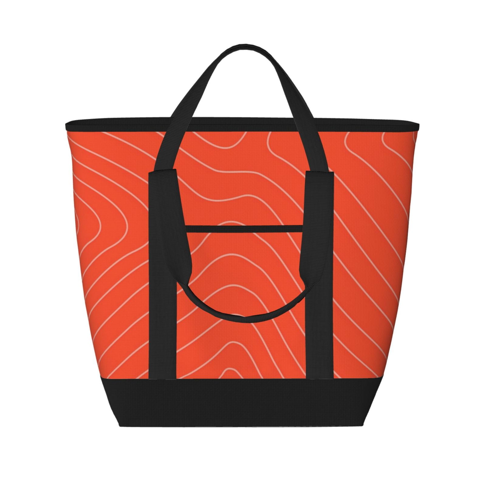 Insulated Cooler Bag - Salmon Fish Meat Large Freezer Cooler Tote Bags Insulated for Food, Insulated Grocery Shopping Bags with Zipper Top for Travel Picnic Beach