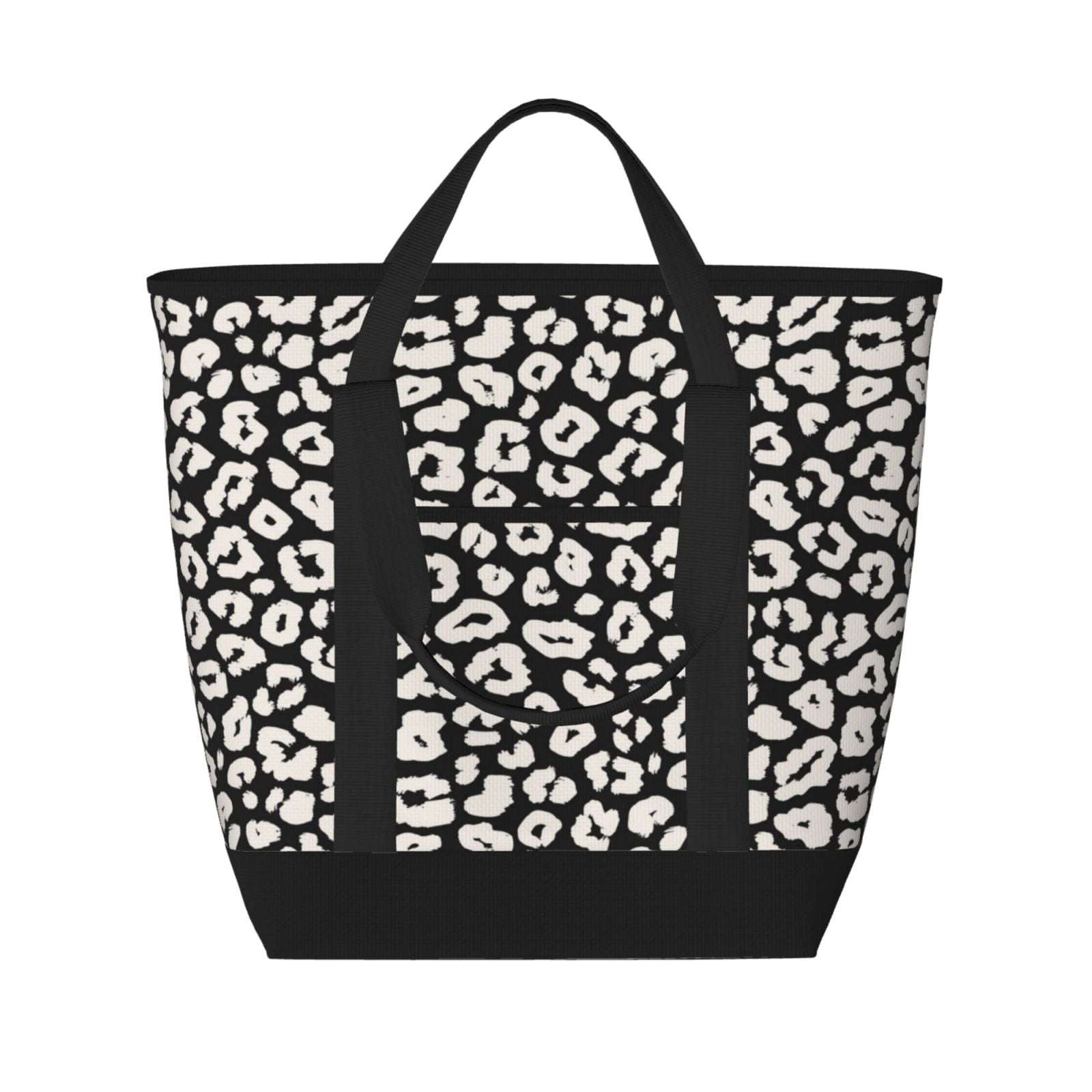 Insulated Cooler Bag, black white trendy Leopard Large Freezer Cooler ...