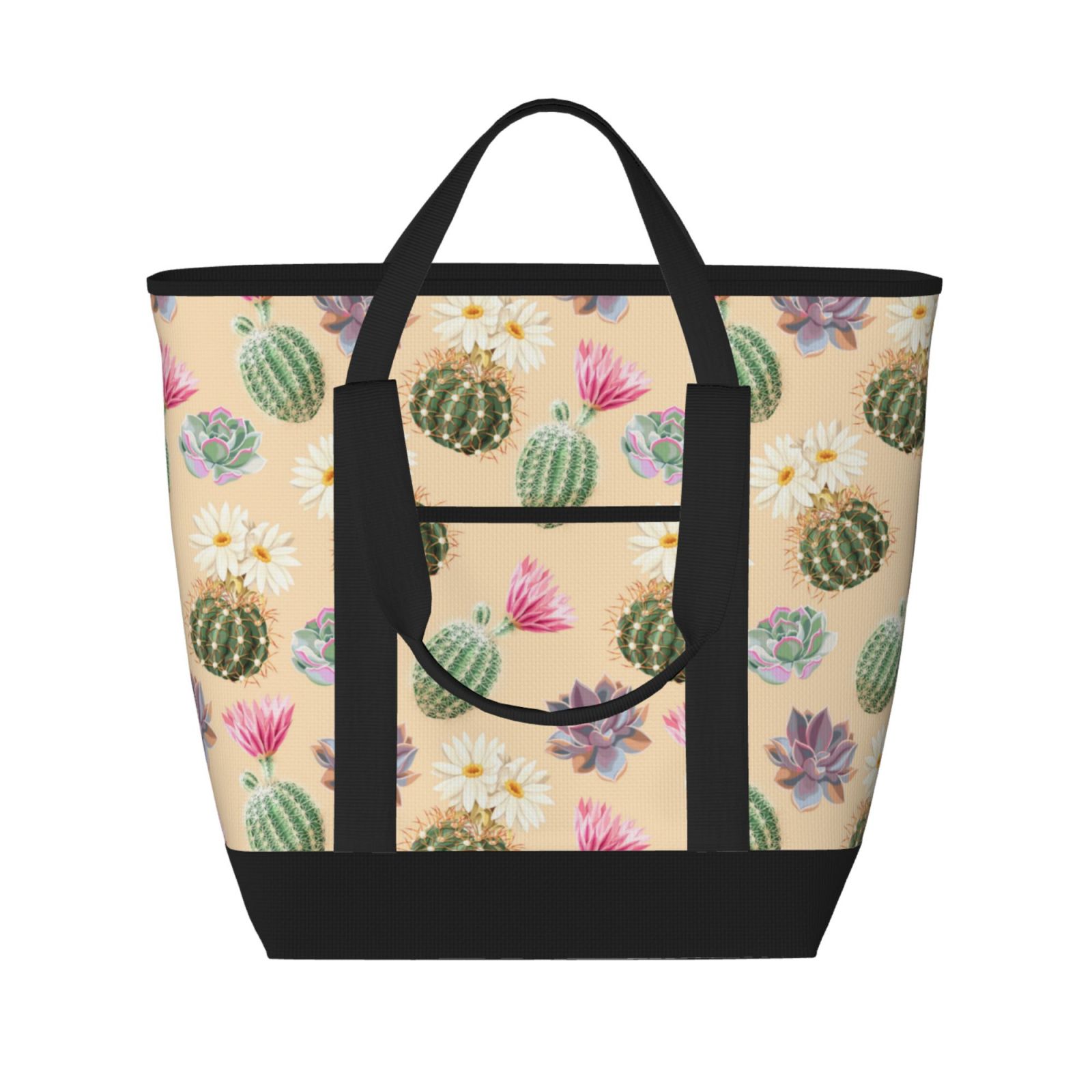 GXVUIS Cactus Flower Canvas Tote Bag For Women - Large Reusable Grocery Shoulder Bag, Aesthetic Succulent Gift - View #7