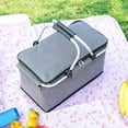 thumbnail image 1 of Picnic Basket, Collapsible Shopping Basket with Lid 30L Large Market Basket with Handles Reusable Folding Grocery Basket Insulated Cooler Bag for Picnic Travel, Grey, 1 of 6