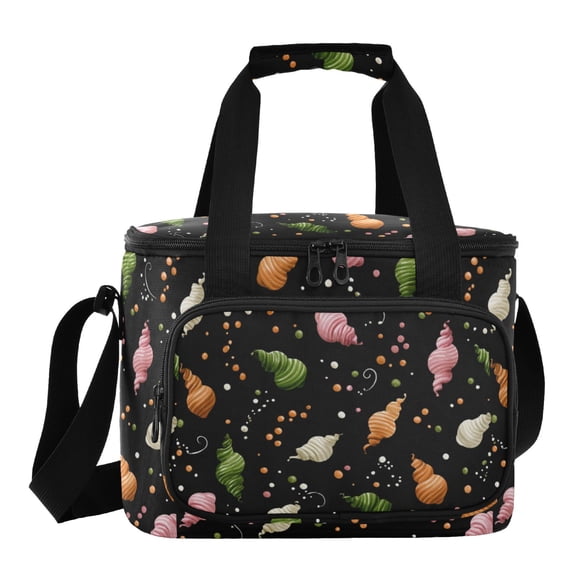 Insulated Cooler Bag with Multiple Pockets Lightweight Lunch Box Tote for Travel Beach Camping Office Colorful Swirl-shaped Candies