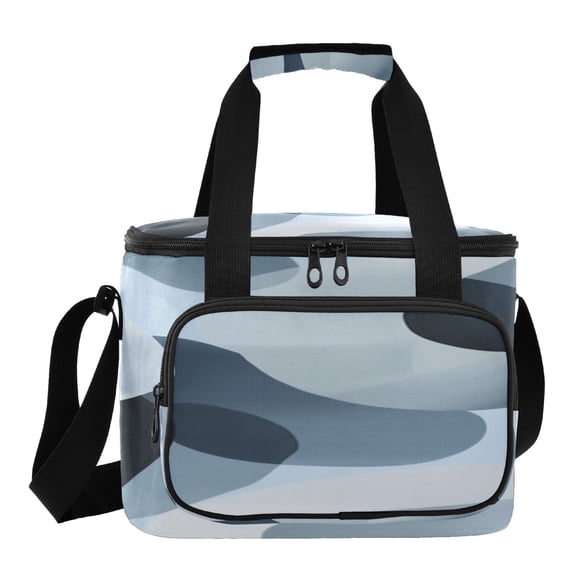 Insulated Cooler Bag with Multiple Pockets Lightweight Lunch Box Tote for Travel Beach Camping Office Off-white Circular Pattern