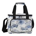 thumbnail image 1 of Insulated Cooler Bag with Multiple Pockets Lightweight Lunch Box Tote for Travel Beach Camping Office Watercolor Vintage Planes, 1 of 7