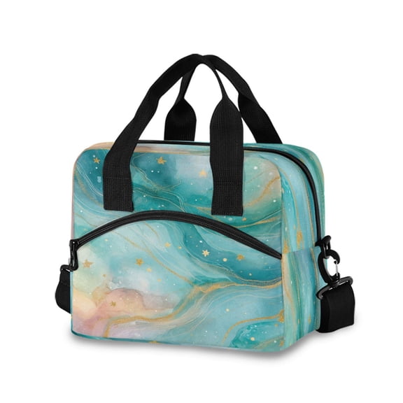 Insulated Crossbody Lunch Bag 10L Lunch Tote with Adjustable Shoulder Strap for Work Office Picnic Beautiful Watercolor Stars