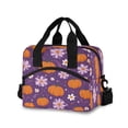 thumbnail image 1 of Insulated Crossbody Lunch Bag 10L Lunch Tote with Adjustable Shoulder Strap for Work Office Picnic Orange Pumpkins and Flowers, 1 of 6