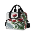 thumbnail image 1 of Insulated Crossbody Lunch Bag 10L Lunch Tote with Adjustable Shoulder Strap for Work Office Picnic Red Roses on The Wall, 1 of 6