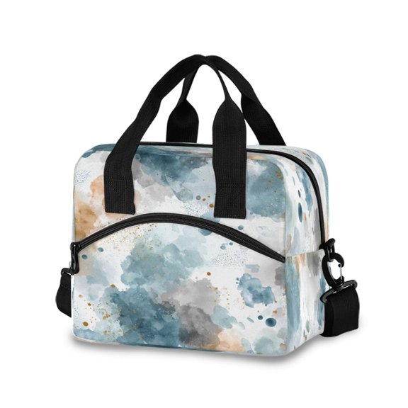 Insulated Crossbody Lunch Bag 10L Lunch Tote with Adjustable Shoulder Strap for Work Office Picnic Watercolor Ink Splashes Pattern