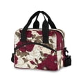 thumbnail image 1 of Insulated Crossbody Lunch Bag 10L Lunch Tote with Adjustable Shoulder Strap for Work Office Picnic White and Crimson Roses Pattern, 1 of 6