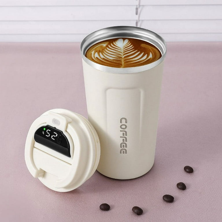 Insulated Cup 510ml Thermos Smart Coffee Mug Portable Thermal Tumbler  Temperature Display Vacuum Flasks Water Bottle White
