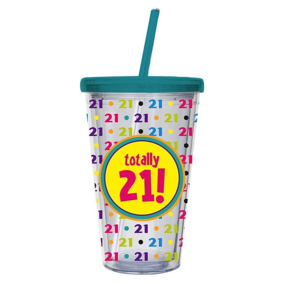 Insulated Cup w/Straw 17oz, Totally 21!