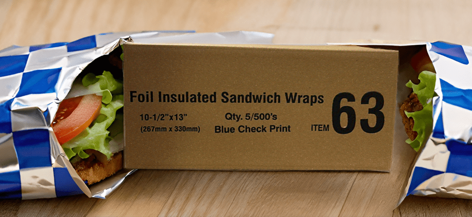Insulated Cushion Foil Paper Sandwich Wrap, 10.5" x 13" Sheets, Blue Check Print, 2500 Count