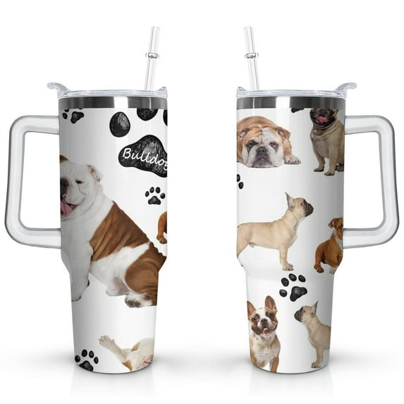 Insulated Dog Lover Tumbler for Women - 40oz Leakproof Travel Mug with Handle & Straw - Cute Puppy Gift Coffee Cup