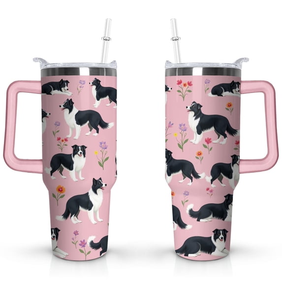 Insulated Dog Lover Tumbler for Women - 40oz Leakproof Travel Mug with Handle & Straw - Cute Puppy Gift Coffee Cup