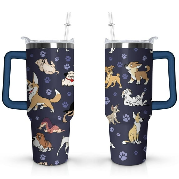 Insulated Dog Lover Tumbler for Women - 40oz Leakproof Travel Mug with Handle & Straw - Cute Puppy Gift Coffee Cup