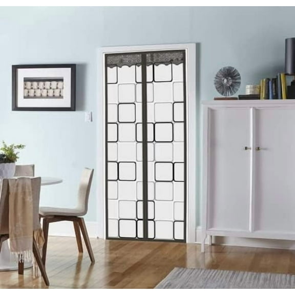 Insulated Door Curtain - 32x80 inch Magnetic Thermal and Insulation Cover Self-Closing Privacy Screen Door Keep Cold/Heat Out Stop Wind for A/C Room, Home Entryway, Kitchen, Back Door