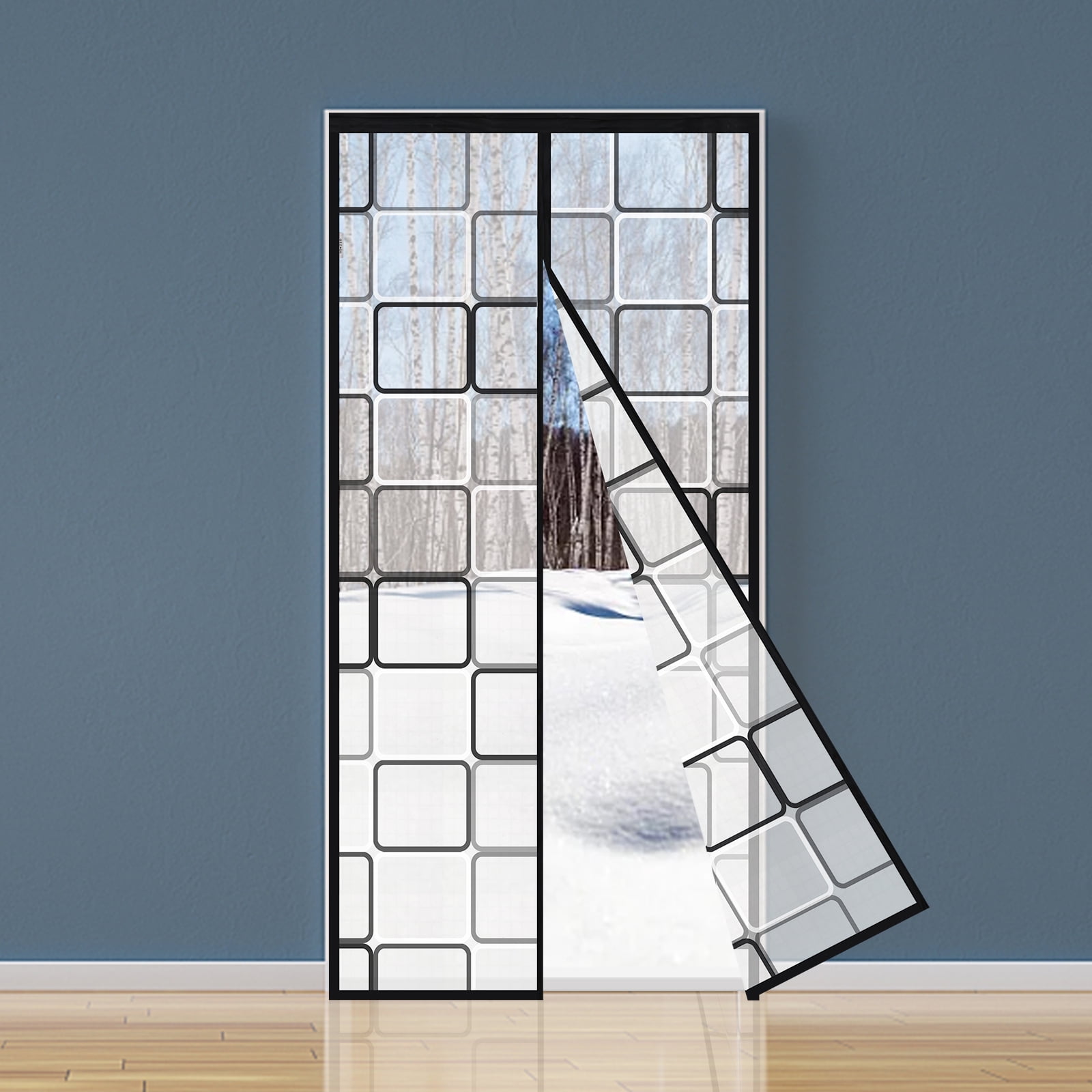 Insulated Door Curtain, Thermal Magnetic Self-Sealing Door Screen Winter  Stop