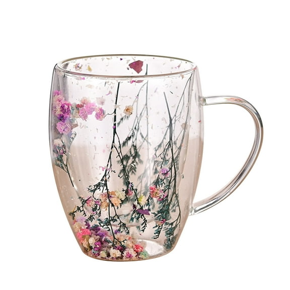 Insulated Double Wall Glass Coffee Mugs,Insulated Clear Tea Cups with Handle,Perfect for Espresso,Latte and Cappuccinos