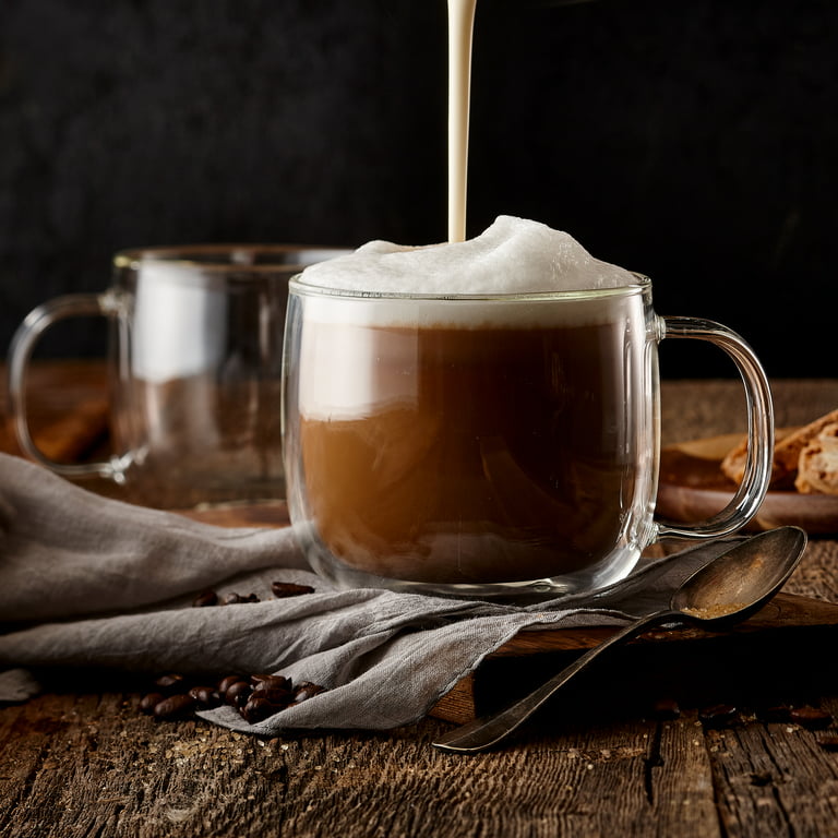 4 Nespresso Coffee Cappuccino Clear Glass Demitasse Cups Mugs Set