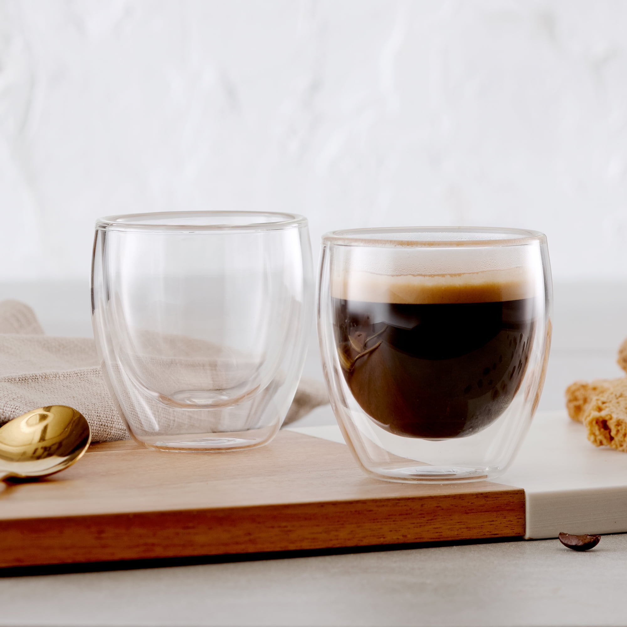 Safdie & Co. Insulated Double Wall Glass Set of 4 Clear 4 x Espresso 75ml