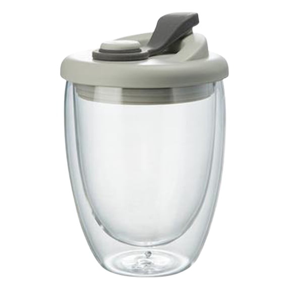 Insulated Double Walled Anti-Spill Glass Coffee Cups with Lid - Clear Glass Mugs Travel Mugs for Hot Tea, Coffee, Latte, or Cold Iced Drinks,250/350/450ml