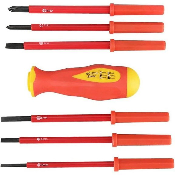 Insulated Electrician Screwdriver Set 7pcs/set Multifunction Insulated Under Cross Professional Electrician Screwdrivers With