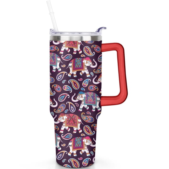 Insulated Elephant Mug 40oz with Flip Straw Lid and Handle – Leak Proof Stainless Steel Tumbler for Outdoor or Office Use