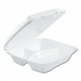thumbnail image 1 of Insulated Foam Hinged Lid Containers, 3 Compartments, 9.01 x 9.4 x 3.1, White, 200/Carton | Bundle of 2, 1 of 5