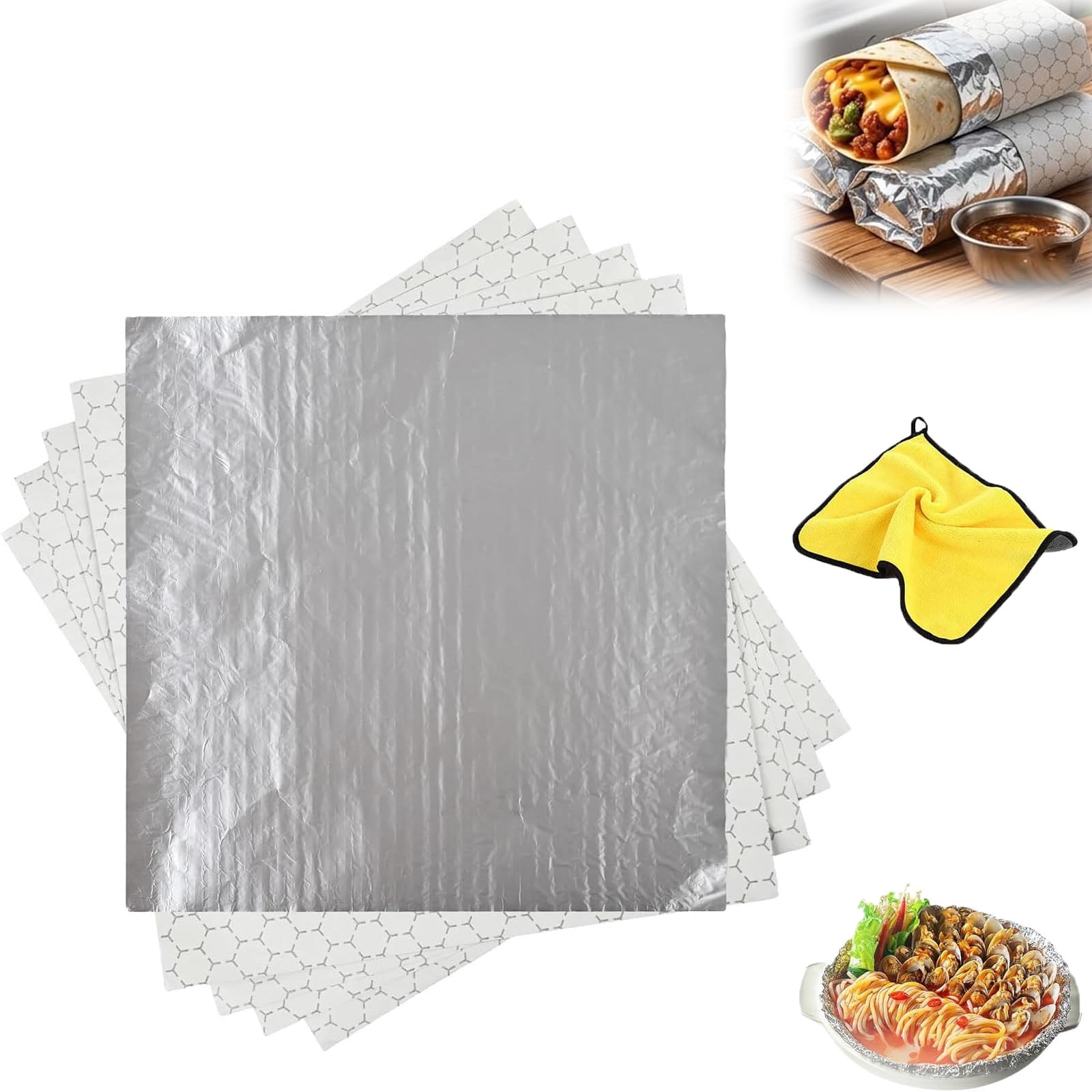 Insulated Foil Paper, 100PCS Insulated Foil Paper, Sandwich Wrapping Papers, Suitable for All Foods in the Kitchen