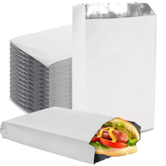 Insulated Foil Sandwich Bags 150 Pack 6.3" x 10" 4 LB Capacity Paper Aluminum Food Packaging
